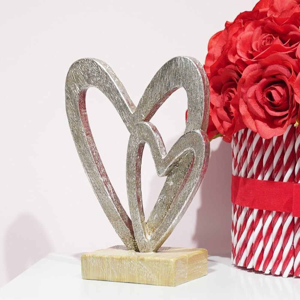 Guichifun Couple Gifts Modern Farmhouse Decor - Valentines Day Decor Resin Heart Sculpture Home L... | Amazon (US)