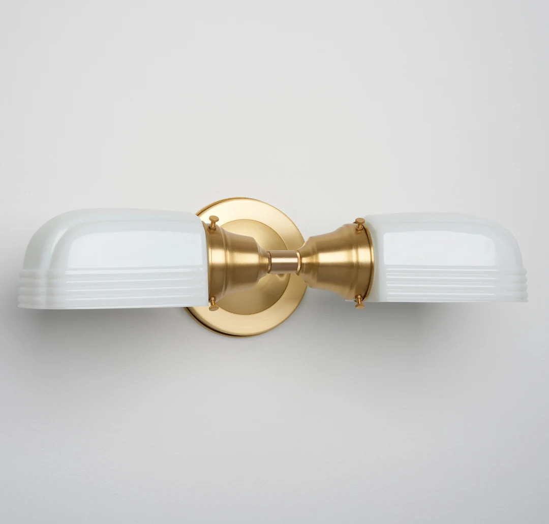 Kitchen Light Bathroom Fixture Wall Sconce With White Art Deco White Glass Shades **handblown Gla... | Etsy (US)