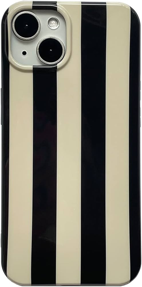 Black White Striped Phone Case Compatible with iPhone 15 Pro Max Stylish Stripe Print Chic Retro ... | Amazon (US)