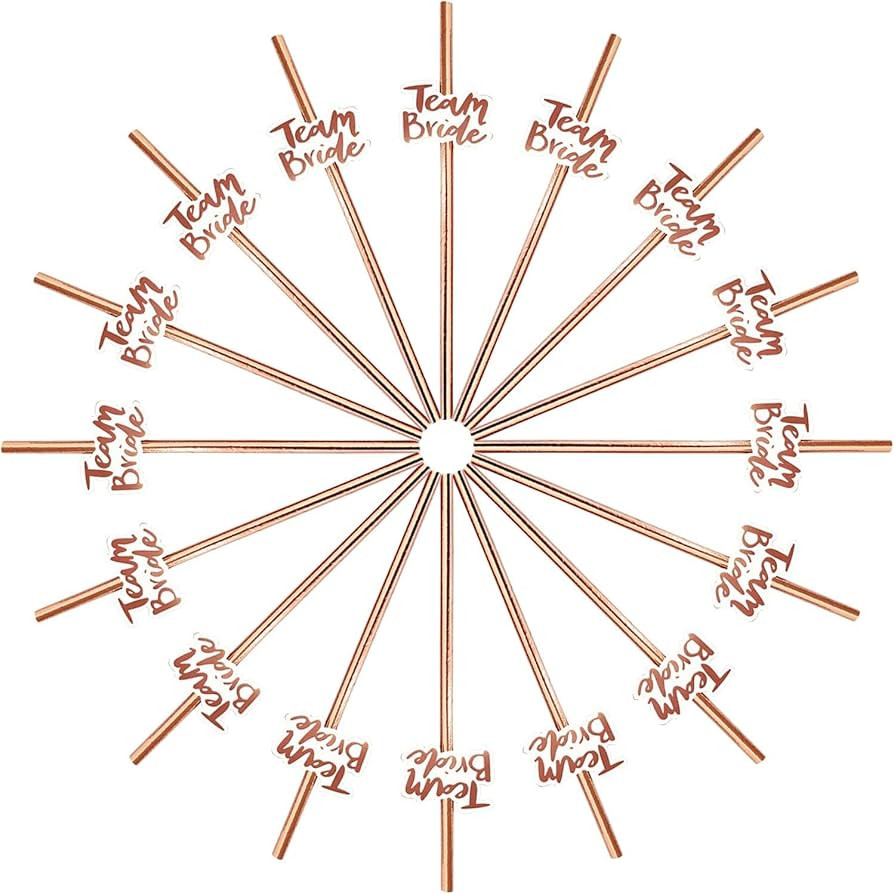 Bachelorette Straws,Hen Party Cocktail Straws,Team Bride Drinking Straws,20Pcs Rose Gold Paper St... | Amazon (UK)