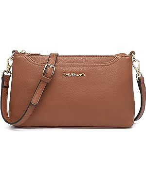 AMELIE GALANTI Small Medium Size Crossbody Bag purse for Women,leather Shoulder handbag with Adju... | Amazon (US)
