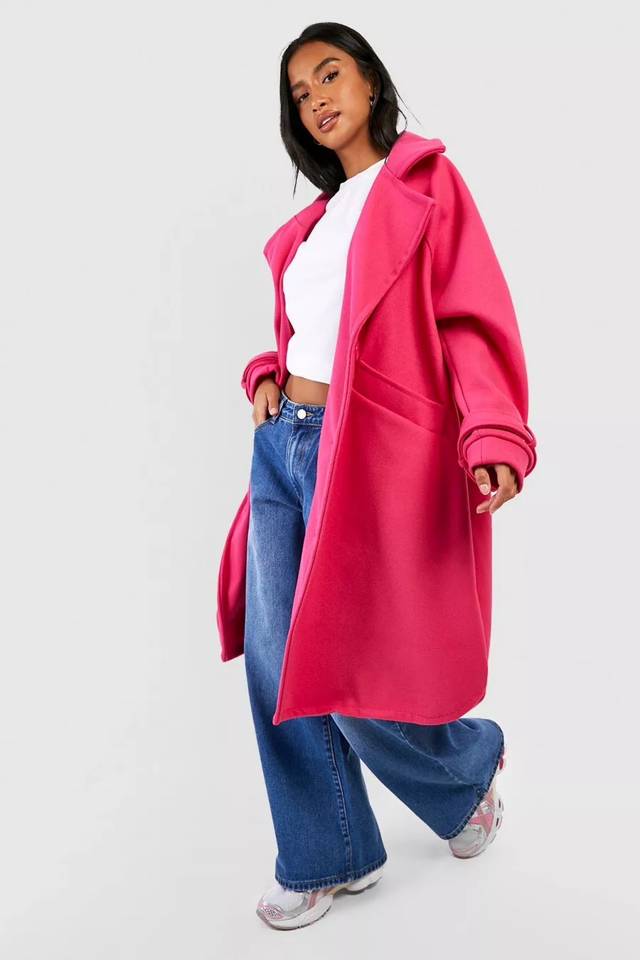 Petite - Manteau oversize en laine premium | Boohoo.com (FR)