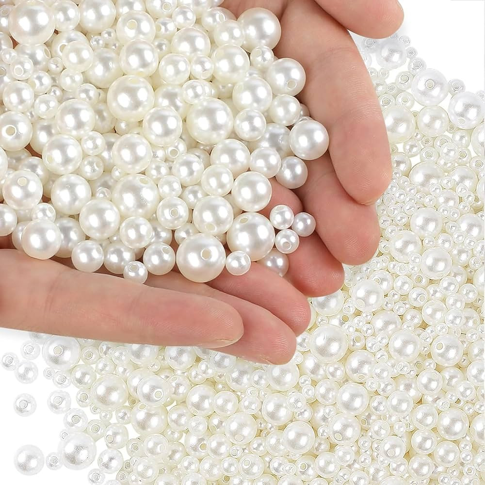 Phinus 1950 Pcs Pearl Beads with Hole, 5 Size Pearls for Crafts, Round Loose Pearl Beads for Jewe... | Amazon (US)