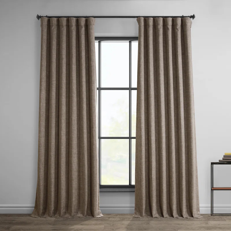 Textured Faux Linen Rod Pocket Room Darkening Curtains for Bedroom & Living Room Curtains - Singl... | Wayfair North America