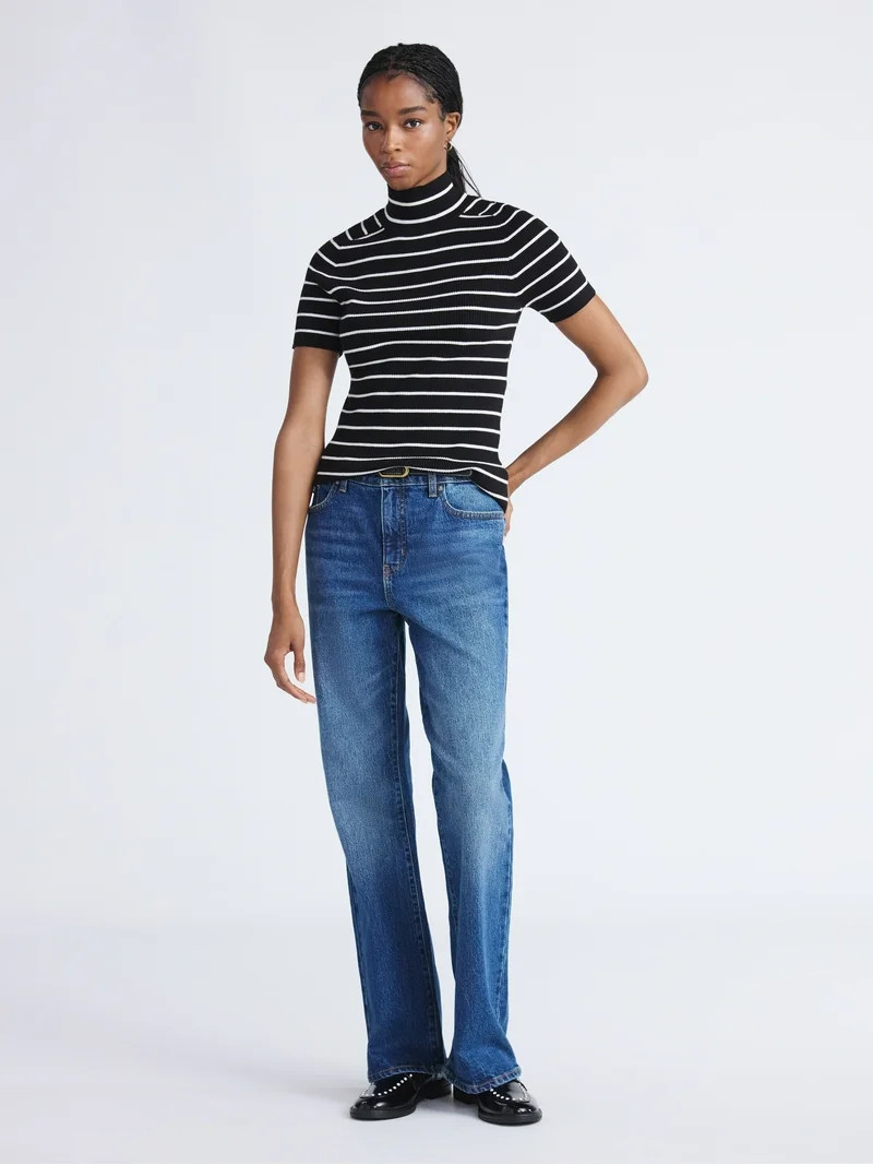 Free Assembly Women's Cozy Yarn Mock Neck Sweater with Short Sleeves, Lightweight, Sizes XS-XXL | Walmart (US)