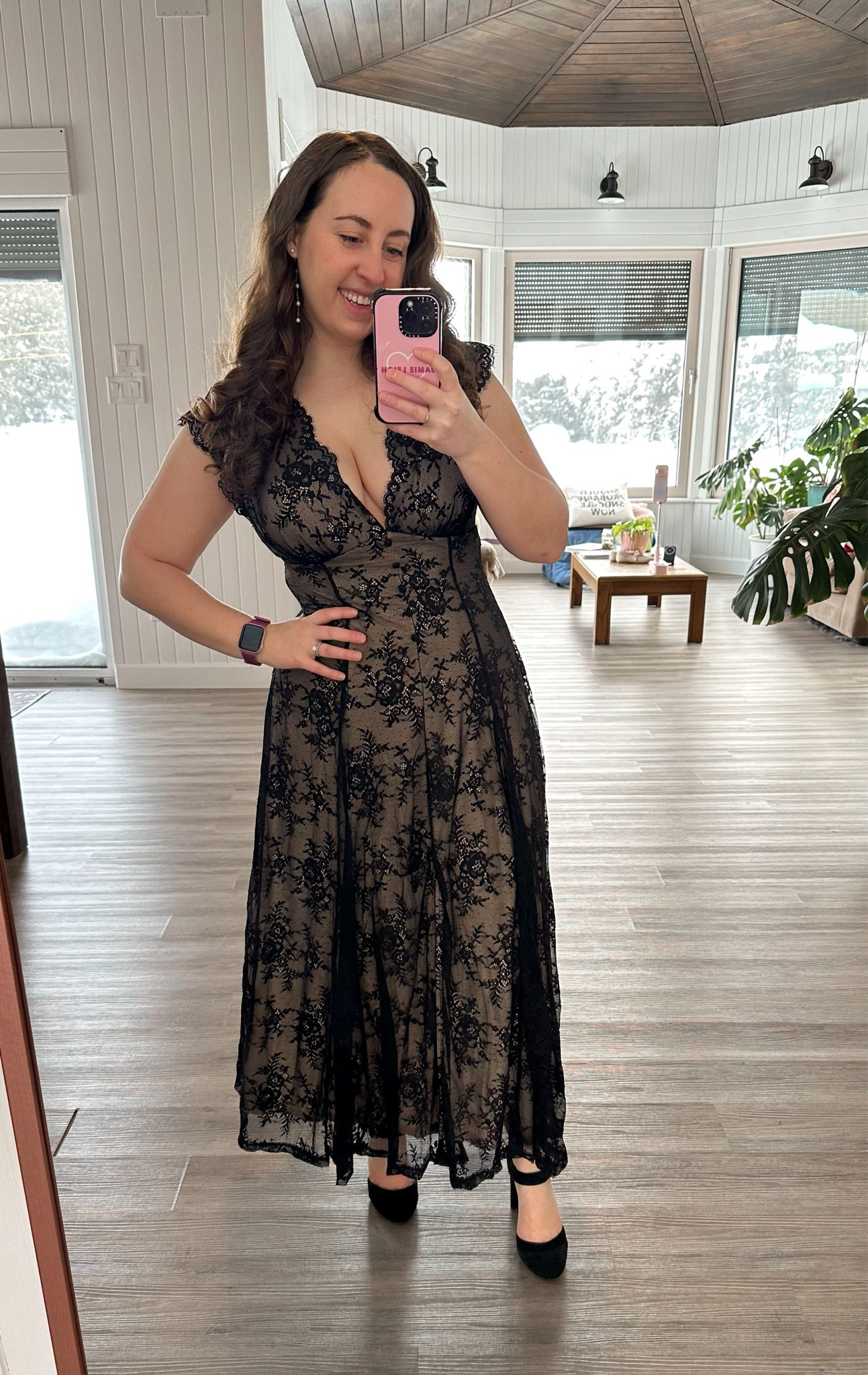 Date night ready in this new dress from Popilush! It features built in shapewear + support for your chest so no need to wear anything else with it - just put it on and go! I love that this one has the illusion of black lace over skin-toned fabric, but they have solid colours as well if you prefer it. I usually wear a 34G bra, size 10 bottoms, size M tops, and went with the Large in this dress. It fits great and is very comfortable + easy to get on and off! I think it would make a perfect Valentines Day date dress! 

#LTKValentine #LTKootd #LTKMidsize