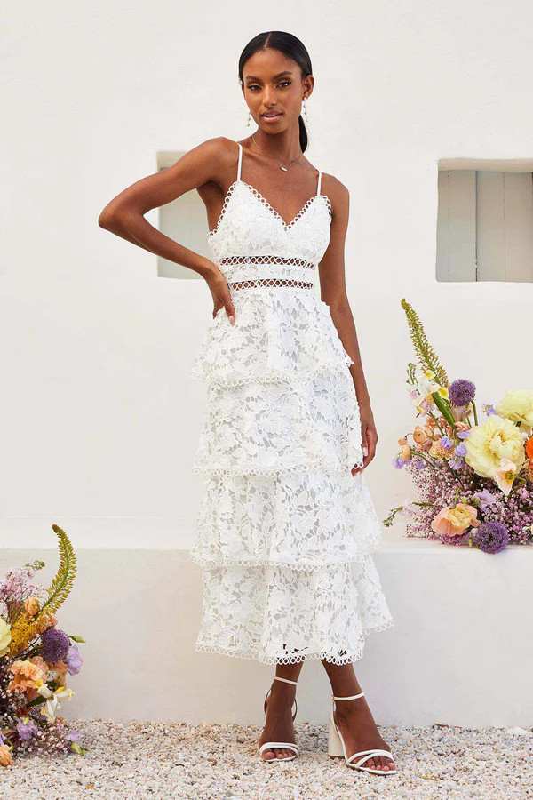 Lace Sun Dress - White | Birdy Grey