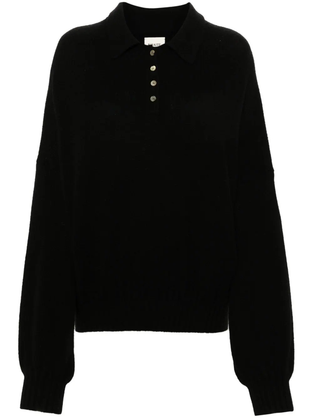 KHAITE Rene cashmere blend polo jumper - Black | Farfetch Global