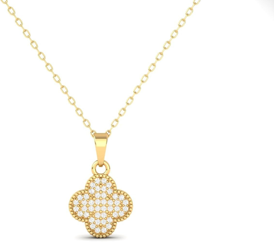 Gold Plated Clover Pendant Necklace with Moissanite, 18 inch Chain | Amazon (US)