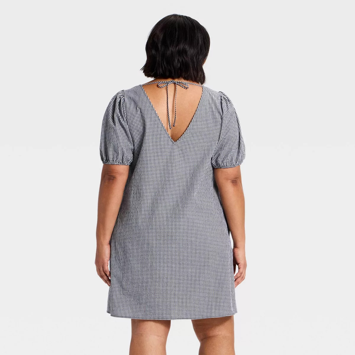 Women's Puff Sleeve Mini A-Line Dress - A New Day™ Gingham 1X | Target