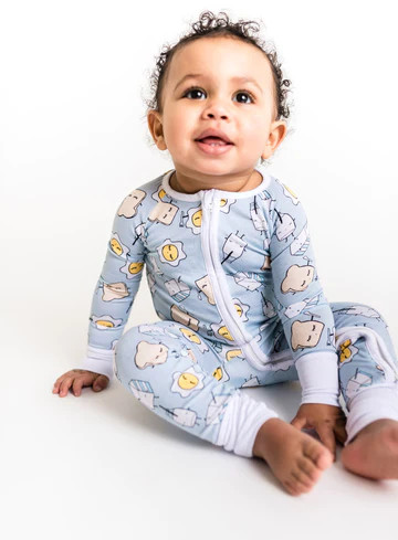 Blue Breakfast Buddies Bamboo Viscose Zippy | Little Sleepies