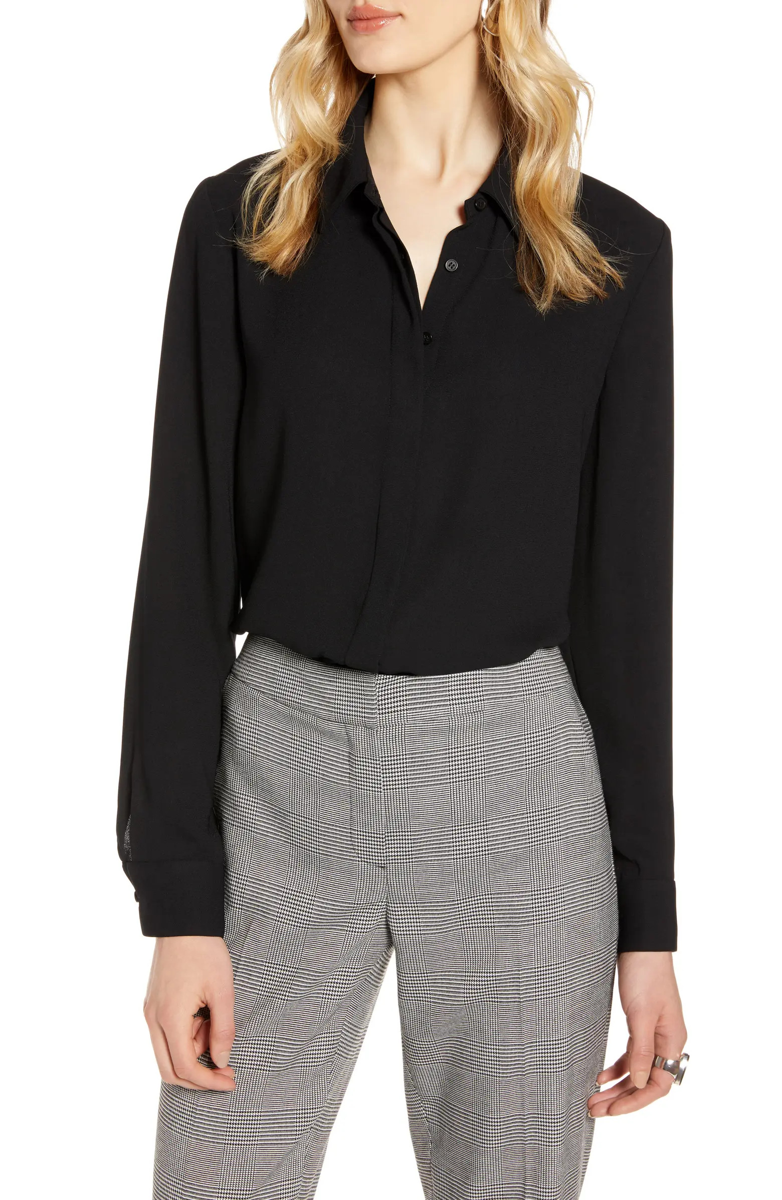 Halogen® Hidden Button Long Sleeve Blouse | Nordstrom | Nordstrom