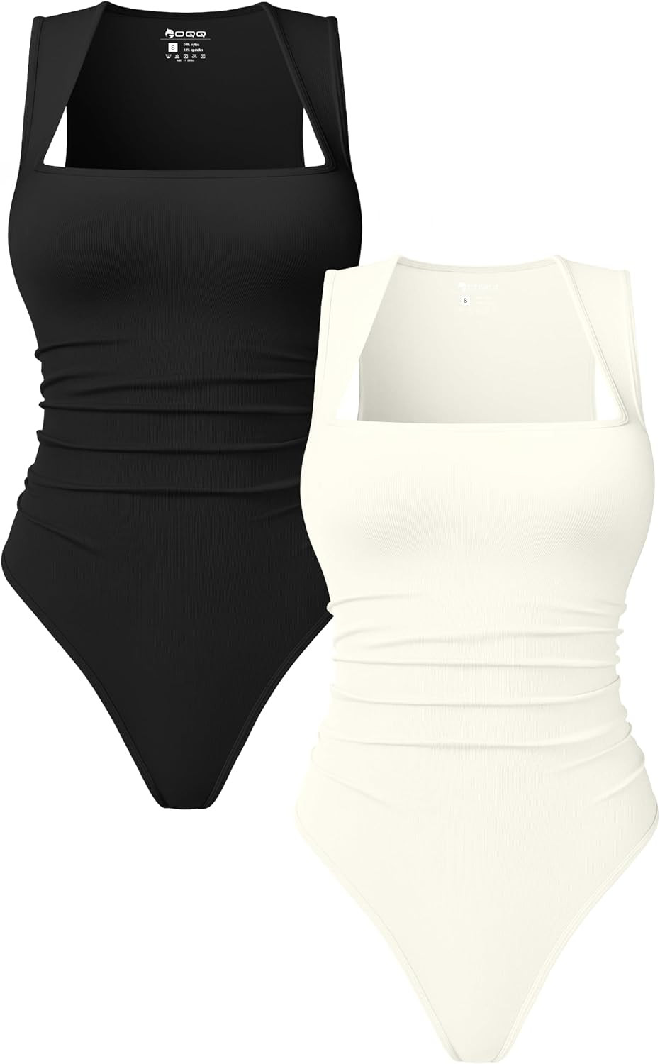 OQQ Women’s Square Neck Sleeveless Bodysuit Going Out 2 Pack | Amazon (US)
