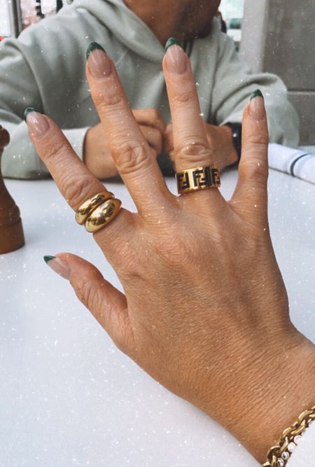 Gift idea for her - Fendi designer ring - comes in white/ gold too - I wear a size M on ring finger✨ favorite designer ring, designer gold ring, splurge rings, fendi ring, gifts for her



#LTKGiftGuide #LTKHoliday #LTKstyletip