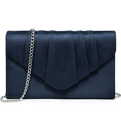 Dasein Women's Evening Bag Pleated Envelope Clutch Handbag Wedding Party Bridal Purse (1-Velvet Navy) | Amazon (US)