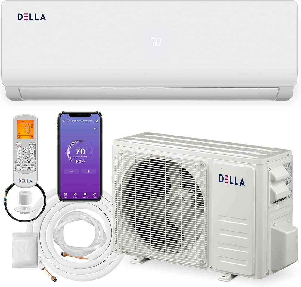 DELLA 12000 BTU Mini Split Air Conditioner Work with Alexa with 1 Ton Pre-Charged Heat Pump Ductl... | Amazon (US)