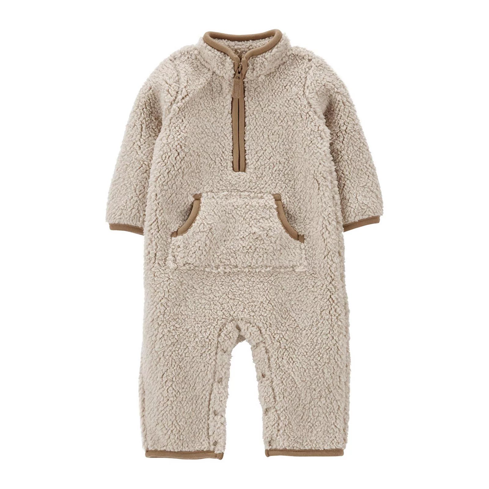 Baby Boy Carter's Sherpa Coverall Jumpsuit, Infant Boy's, Size: 6 Months, Med Beige | Kohl's