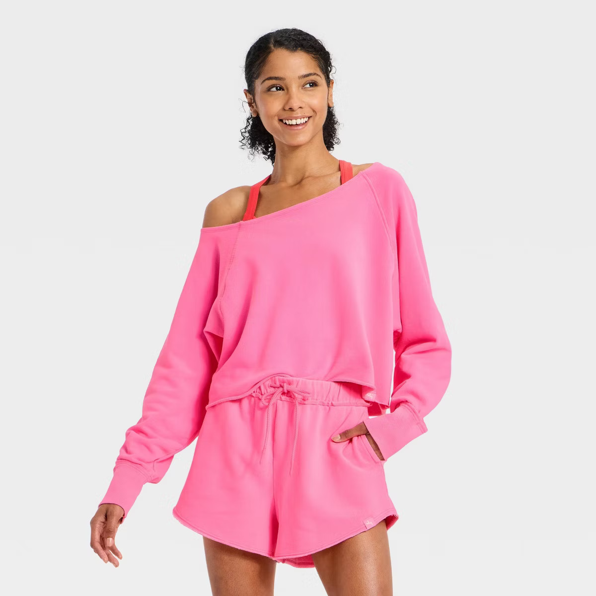 Women's French Terry Off-The-Shoulder Sweatshirt - JoyLab™ | Target