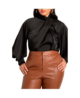 Women's Draped Neck Satin Blouse | Macy's