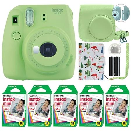 Fujifilm Instax Mini 9 Fuji Instant Camera Lime Green + 50 Film Sheets Classy Kit | Walmart (US)