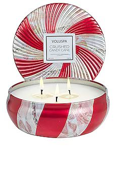 Voluspa Crushed Candy Cane 3 Wick Tin Candle in Gourmand from Revolve.com | Revolve Clothing (Global)