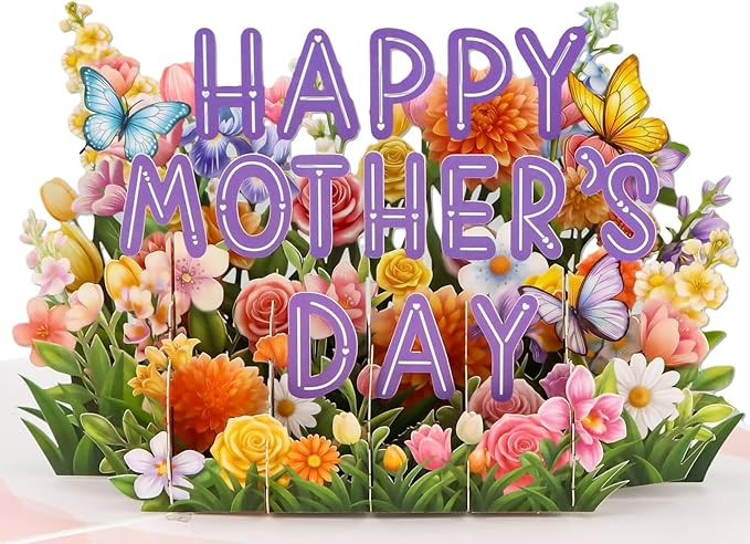 FaCraft Mothers Day Card Pop Up - Large 8x6 4-Layer 3D Flower Garden & Butterfly Centerpiece for ... | Amazon (US)
