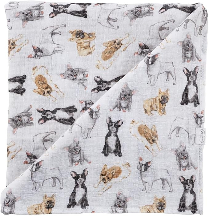 Mud Pie, French Bulldog Print Baby Swaddle Blanket, 47" x 47", Frenchie | Amazon (US)