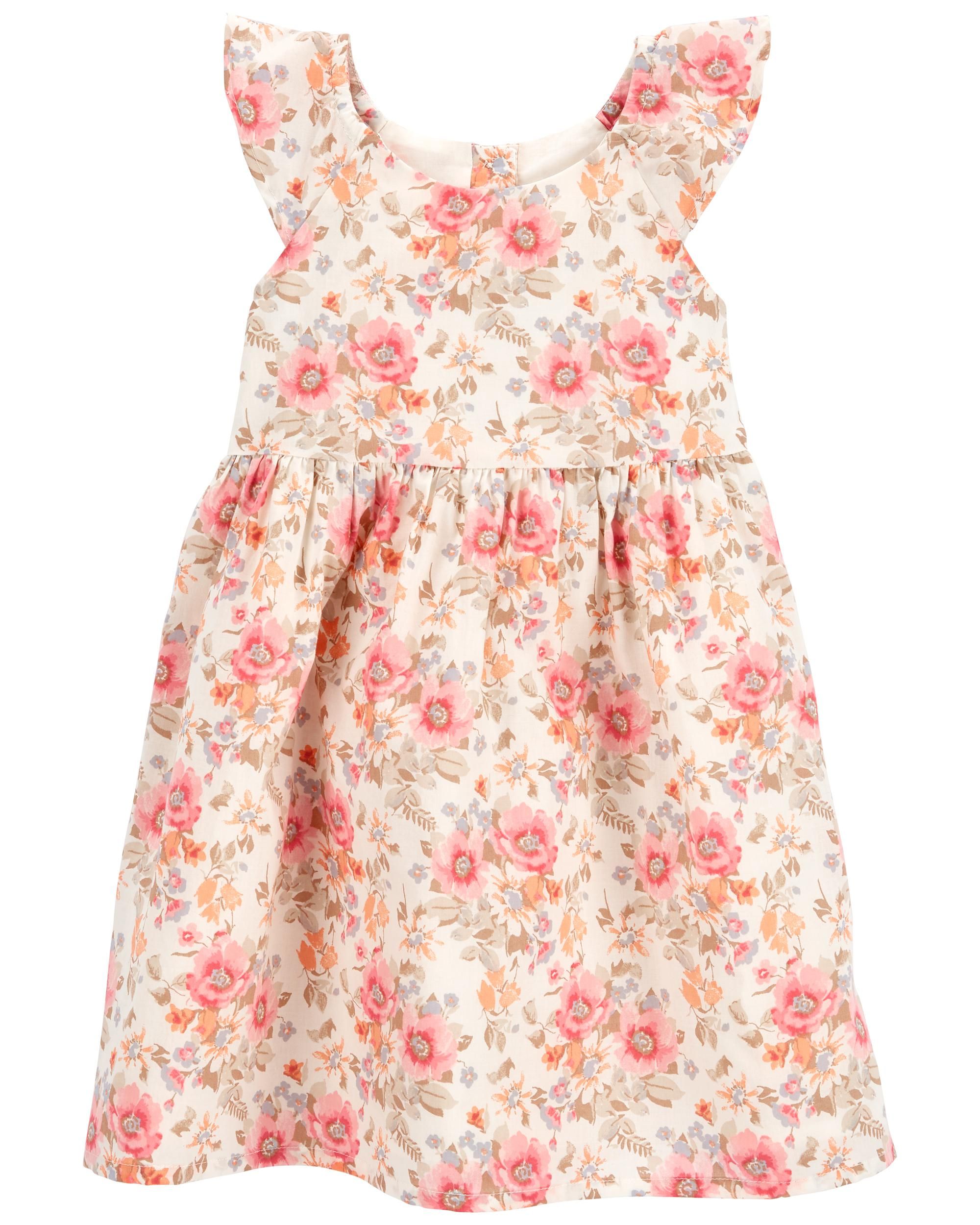 Toddler Floral Ruffled Poplin Dress | Carter's