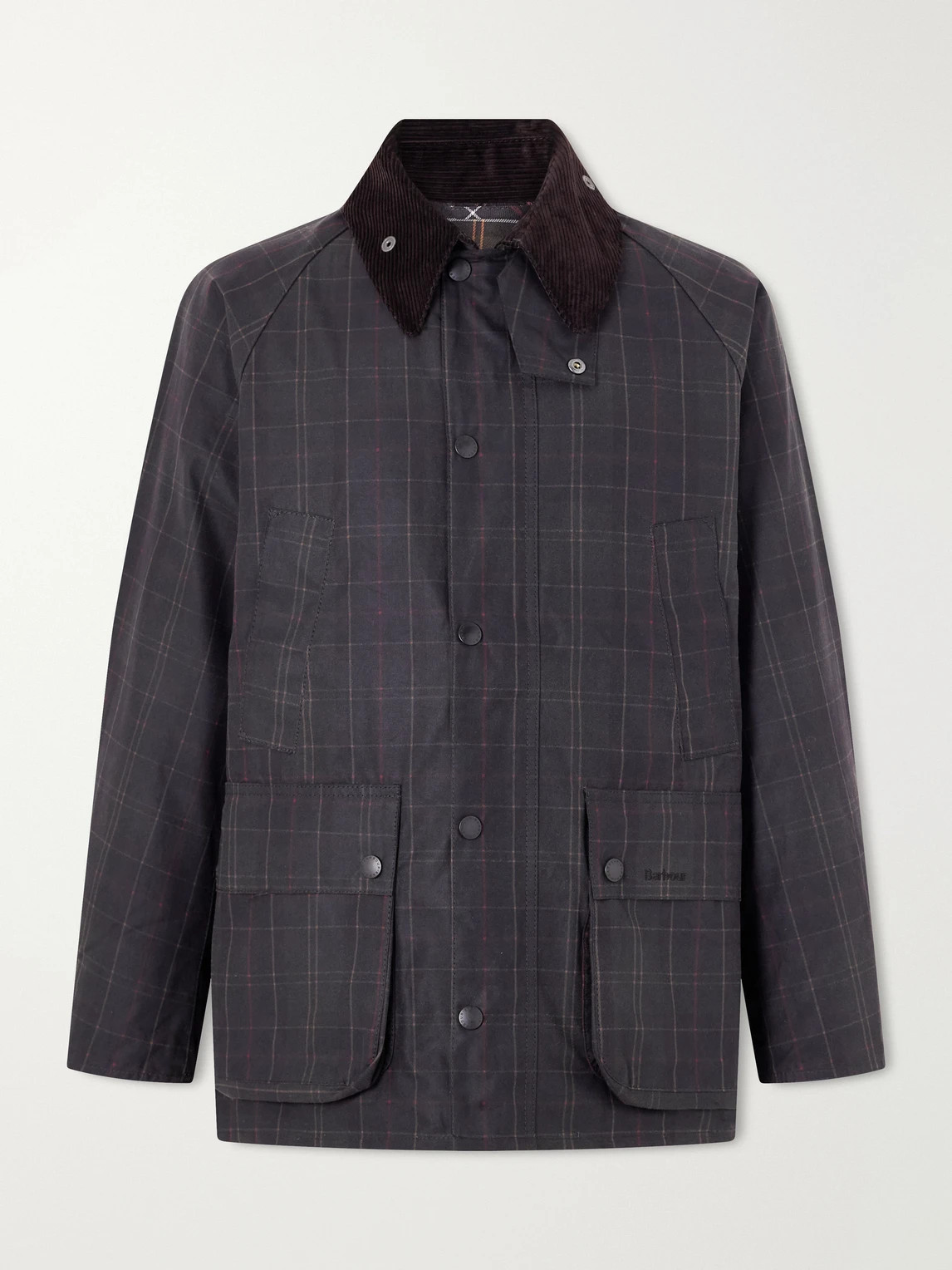 Barbour - Checked Corduroy-Trimmed Waxed-Cotton Jacket - Men - Blue - UK/US 38 | Mr Porter (UK)