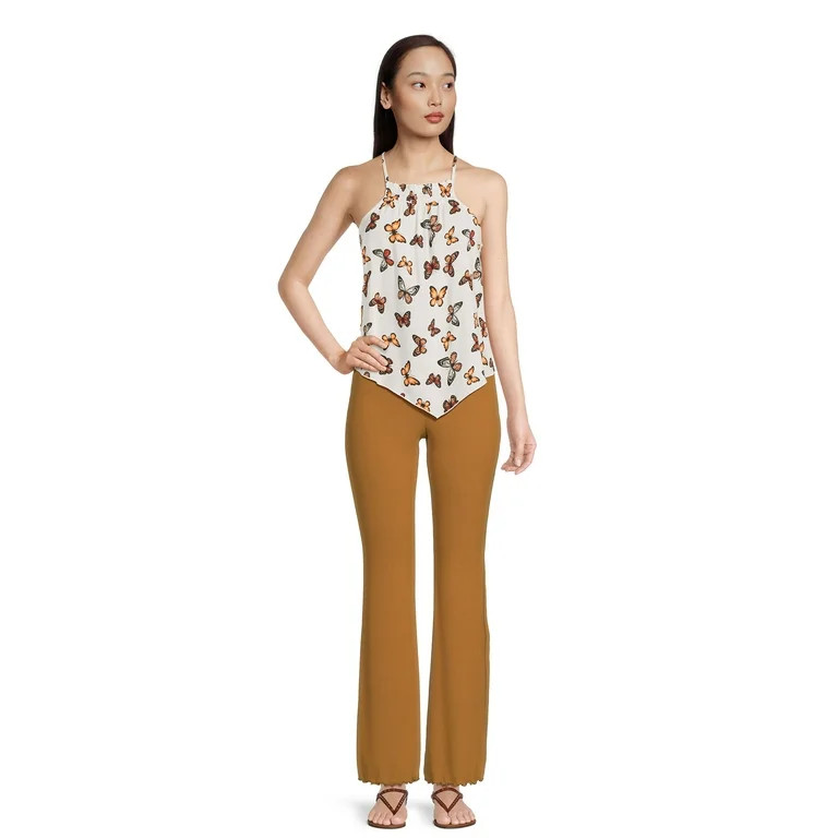 No Boundaries Juniors Flare Pants with Lettuce Edge Hem, Sizes S-XXXL | Walmart (US)