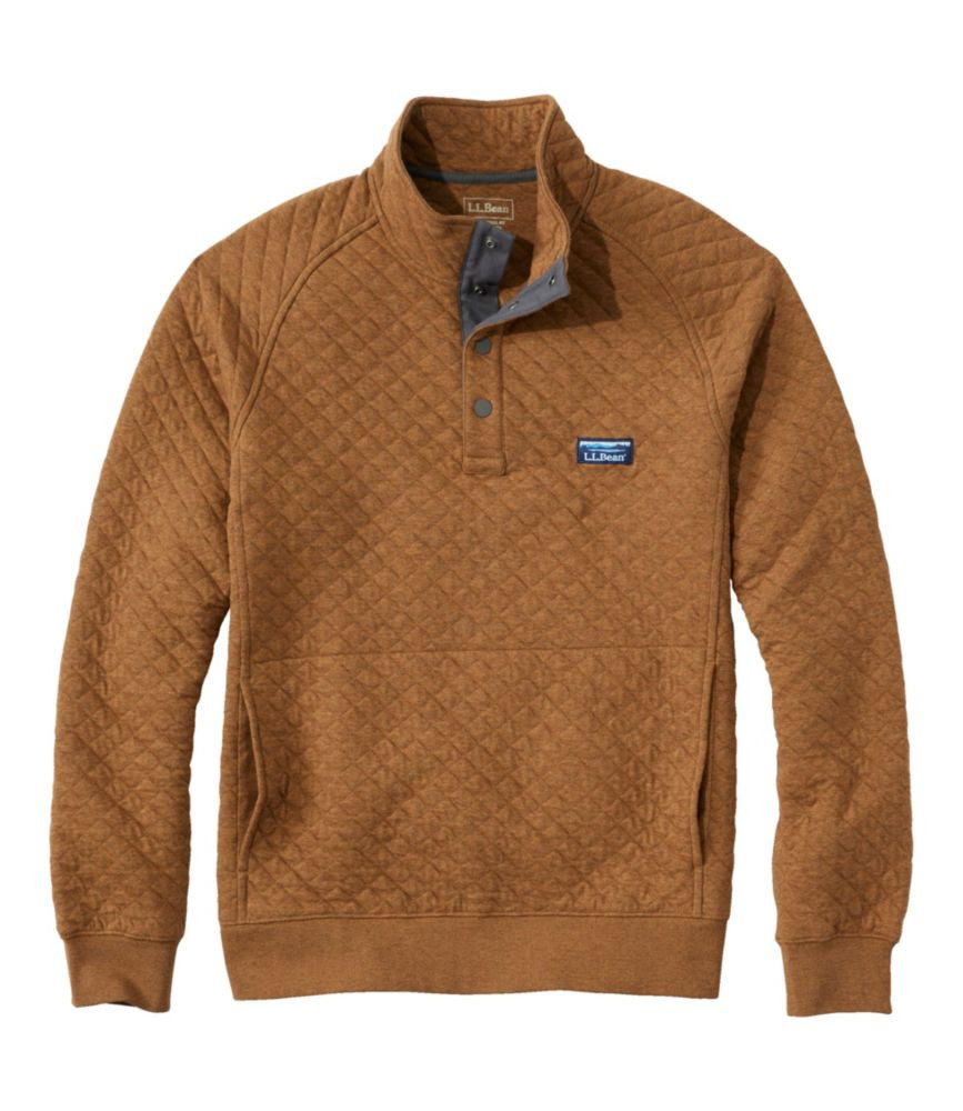 Men's Quilted Sweatshirt, Mockneck Allspice Heather Small, Polyester Cotton L.L.Bean | L.L. Bean