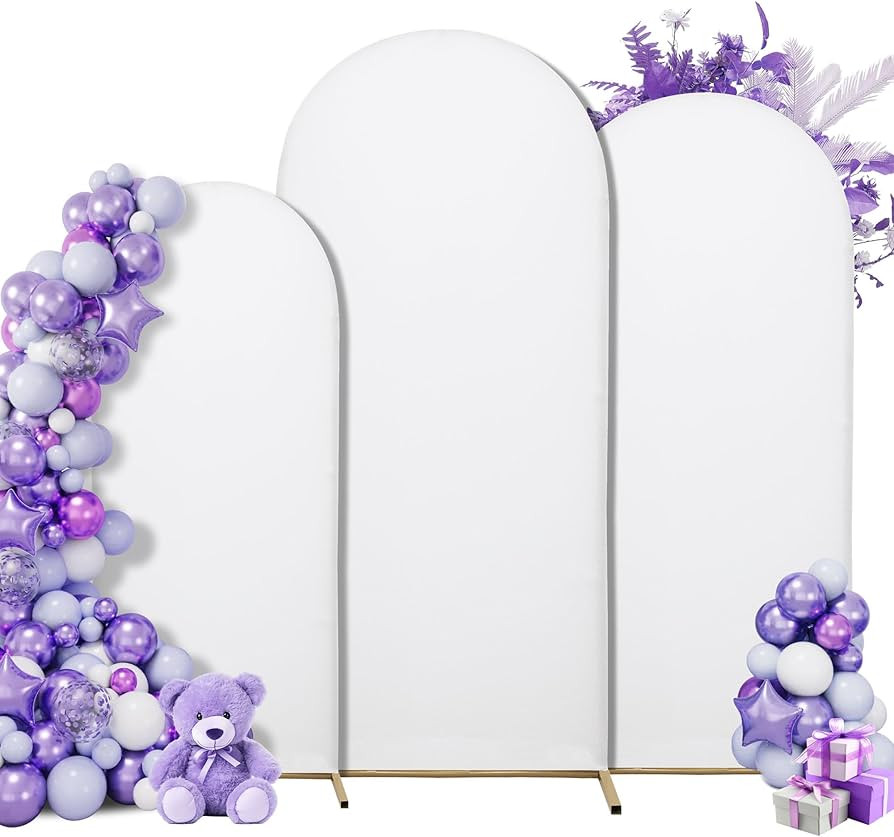 Wedding Arch Cover Spandex Arch Backdrop Cover (7.2FT,6.6FT,6FT) Set of 3 Arch Backdrop Cover Arc... | Amazon (US)