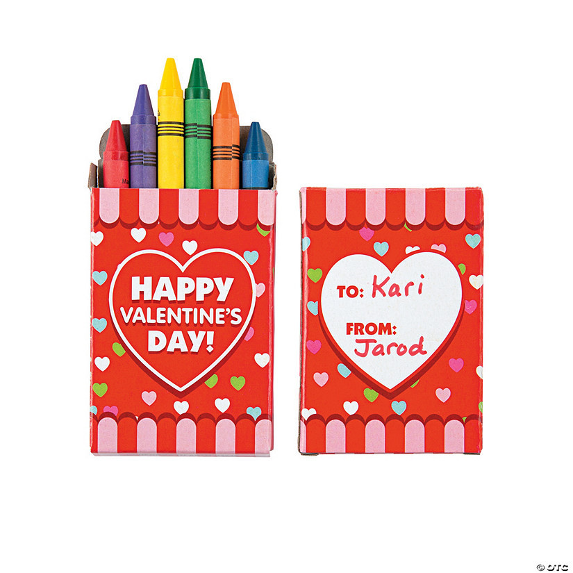6-Color Box of Crayons Valentine Exchanges for 24 | Oriental Trading Company