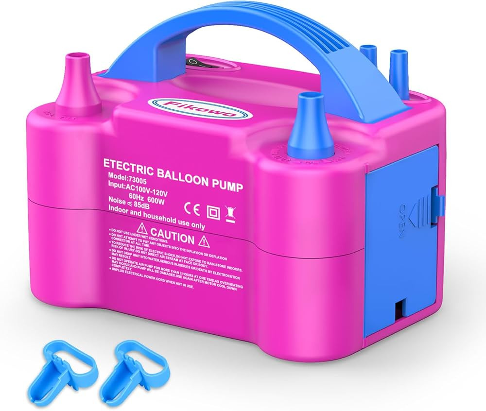 Fikowo Electric Air Balloon Pump - Portable Dual Nozzle Electric ​Balloon Inflator Blower for P... | Amazon (US)