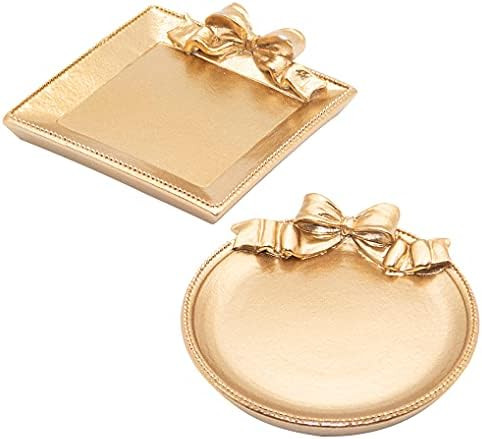 2 Pcs Vintage Decorative Tray Storage Tray Dish Plate Jewelry Tray Trinket Storage Plate Rings Ch... | Amazon (US)