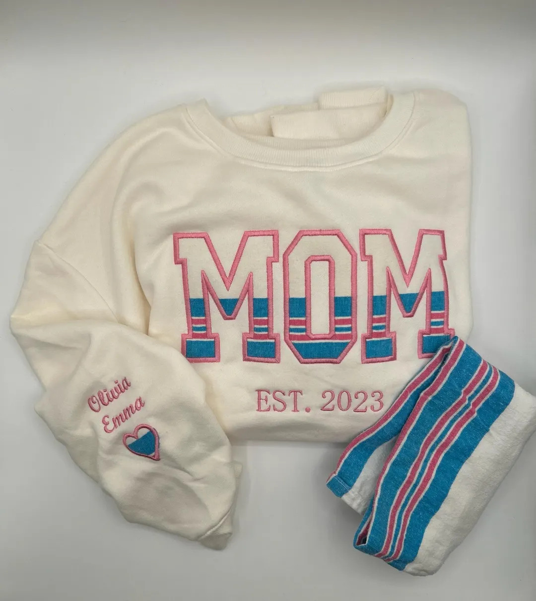 Embroidered Mom Baby Hospital Blanket Fleece Sweatshirt - Etsy | Etsy (US)
