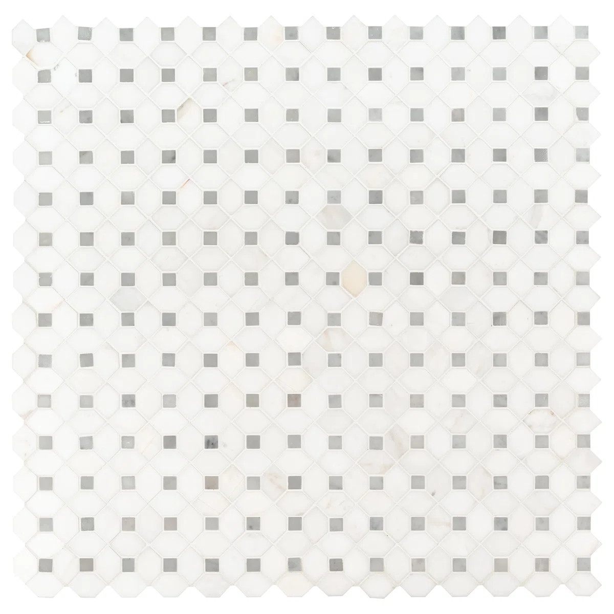 Calabria Frost Gray  Geometric 13 in. x 13 in. Polished Marble Mosaic Floor and Wall Tile | Wayfair North America
