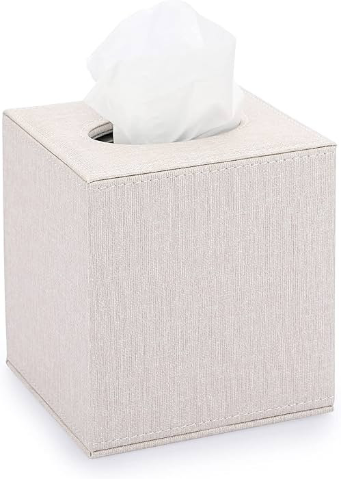 Sumnacon Square Linen Tissue Box Cover - Stylish Cube Tissue Box Holder with Magnetic Bottom, Dec... | Amazon (US)