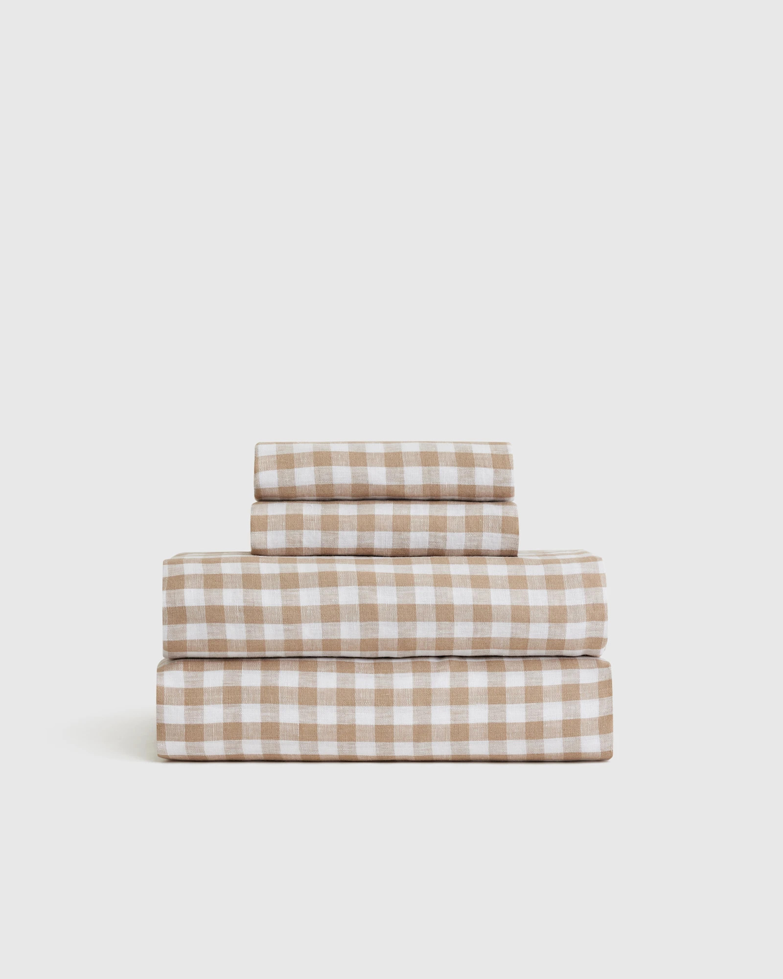 European Linen Gingham Sheet Set in Cafe | Quince