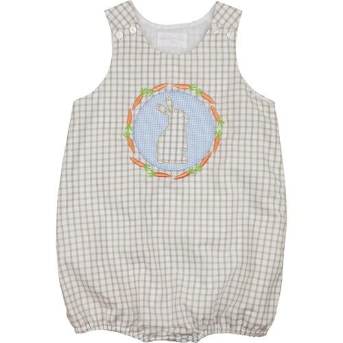 Khaki Windowpane Bunny And Carrot Bubble | Cecil and Lou