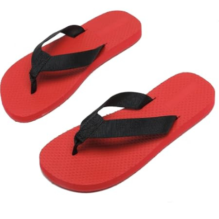 Red Rubber Thong Sandals for Women Beach Flip Flops Casual Comfortable Slip On Flat Sandals Ladie... | Amazon (US)