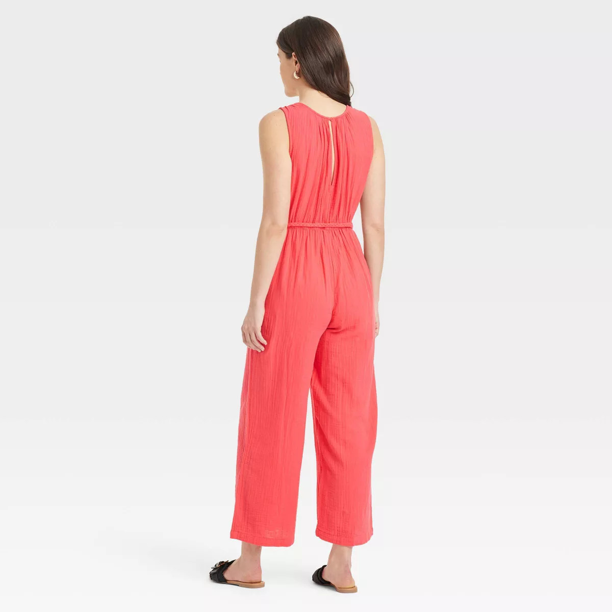 Women's Gauzy Tie-Waist Jumpsuit - Universal Thread™ Coral Red S | Target