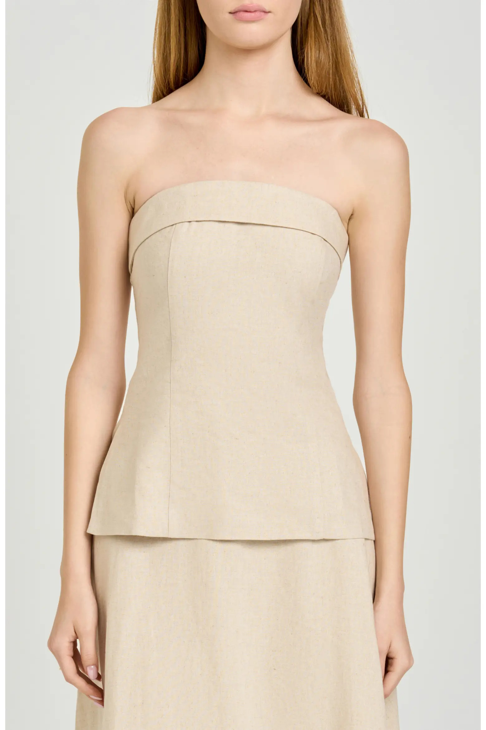 x Hannah Lovey Porter Delaney Strapless Linen Blend Peplum Top (Nordstrom Exclusive) (Women) | No... | Nordstrom