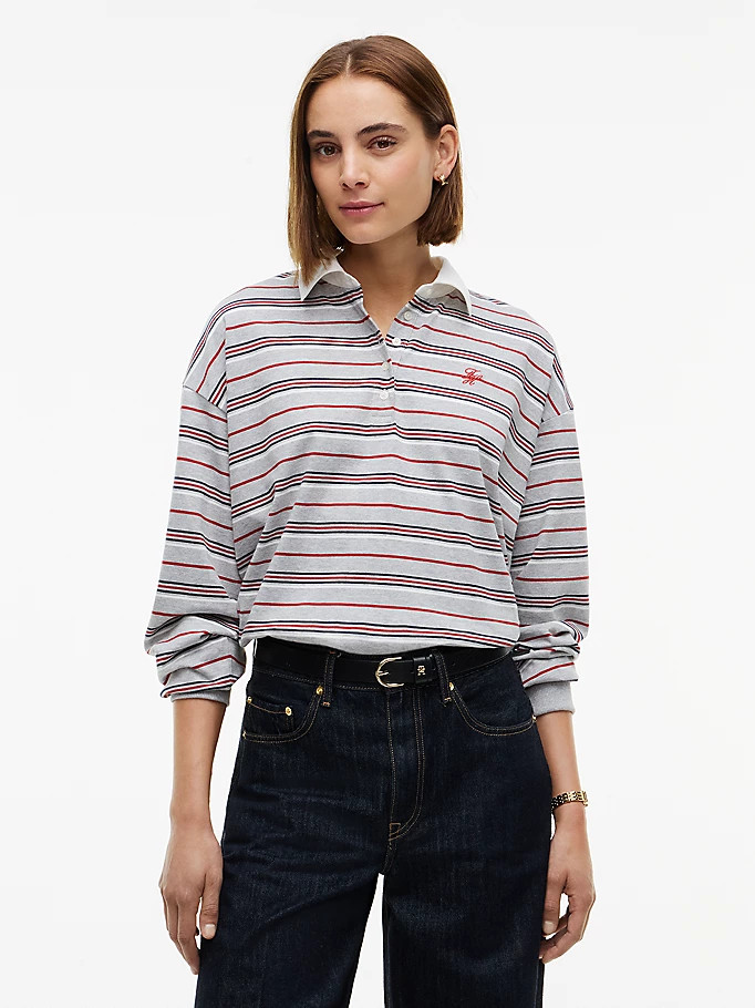 Rugby Stripe Relaxed Polo Sweatshirt | Tommy Hilfiger UK