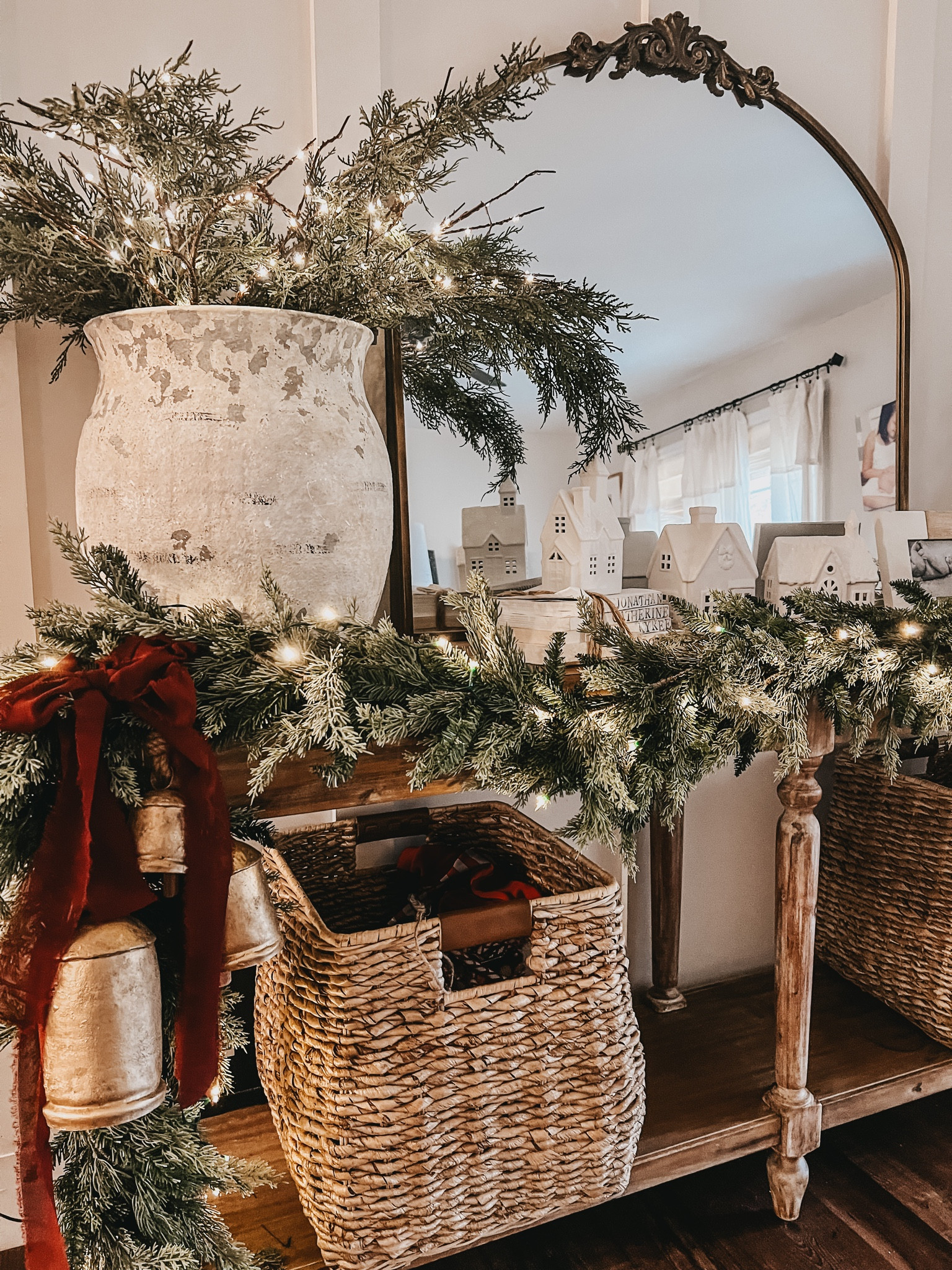 Christmas decor, living room Christmas decor, home decor, Christmas decor for the living room, amazon Christmas decor, Christmas garland, Christmas wreath, Christmas bells, entryway table. 

#LTKHoliday #LTKhome #LTKstyletip