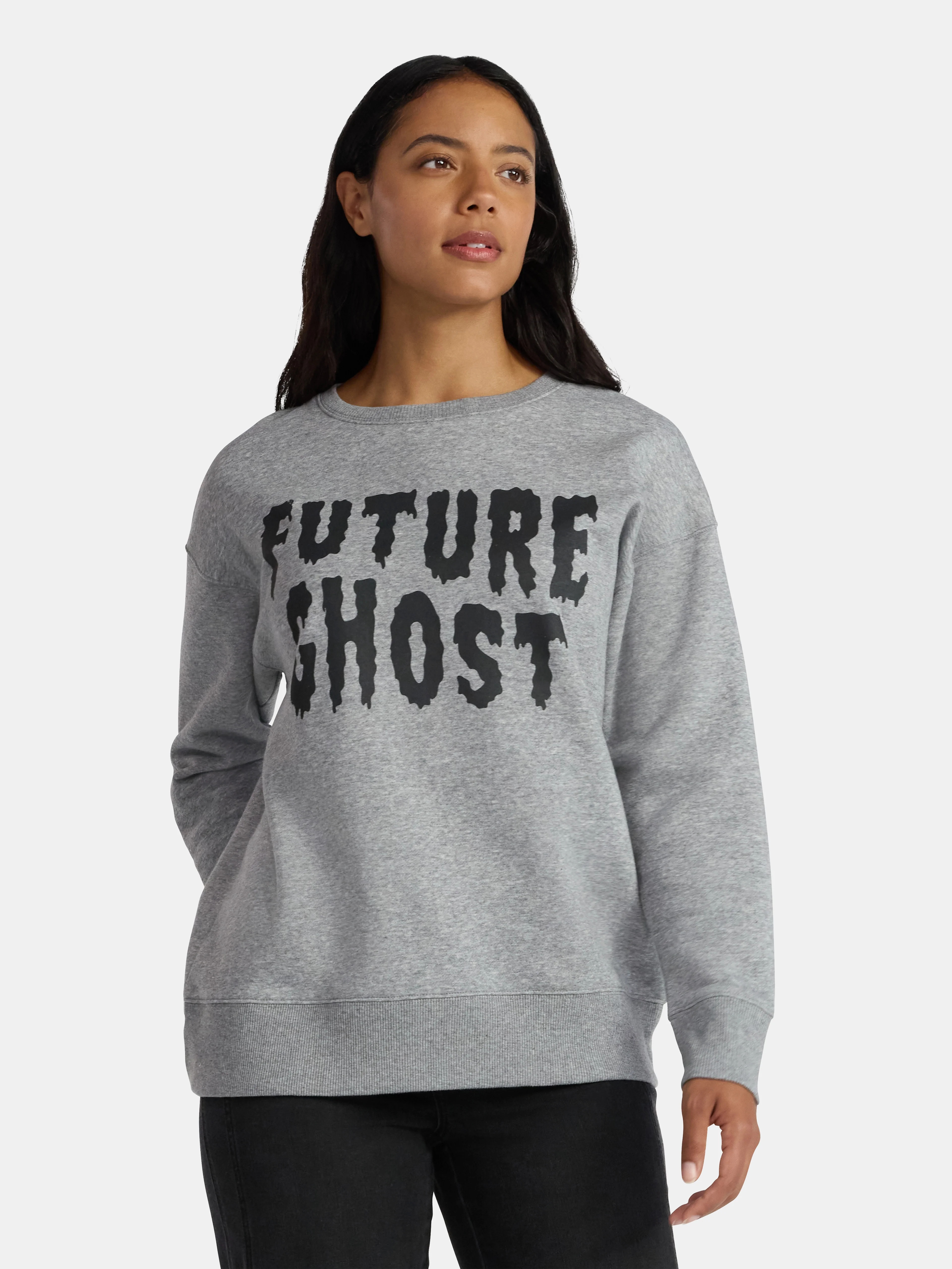 Women's Halloween Future Ghost Graphic Fleece Sweatshirt from Way to Celebrate, Sizes S-XXXL | Walmart (US)