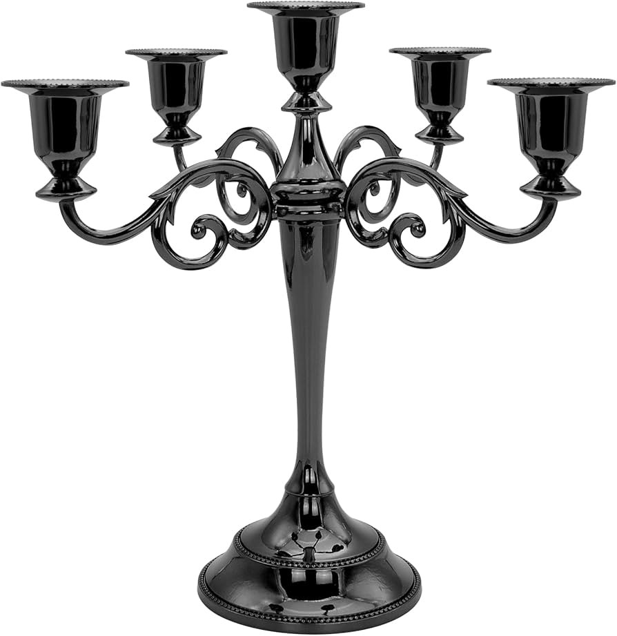 Candelabra 5 Arms Metal Black Candlestick Candle Holder Fits 3/4'' Taper Candles for Valentine's ... | Amazon (US)