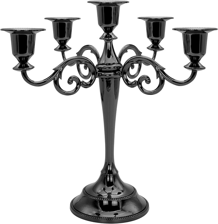 Candelabra 5 Arms Metal Black Candlestick Candle Holder Fits 3/4'' Taper Candles for Valentine's ... | Amazon (US)
