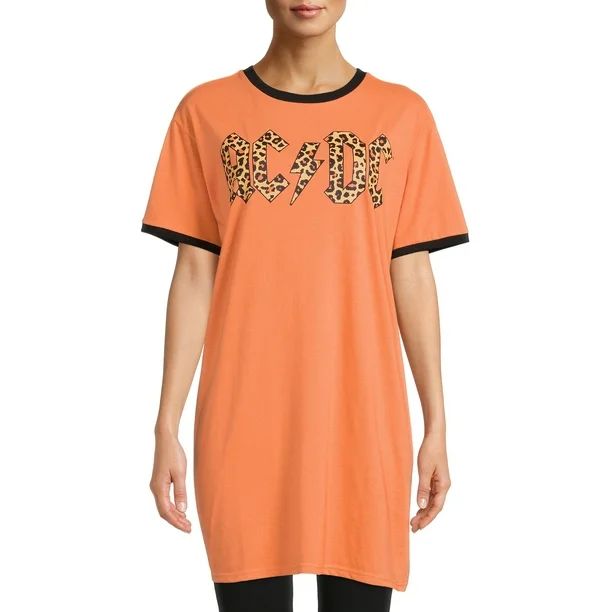 ACDC Women's Juniors Short Sleeve Graphic T-Shirt Dress - Walmart.com | Walmart (US)