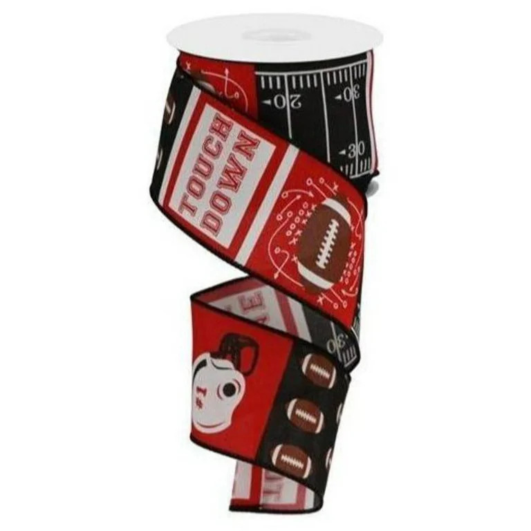 2.5" Football Block Pattern Ribbon: Red/Black (10 Yards) | Walmart (US)